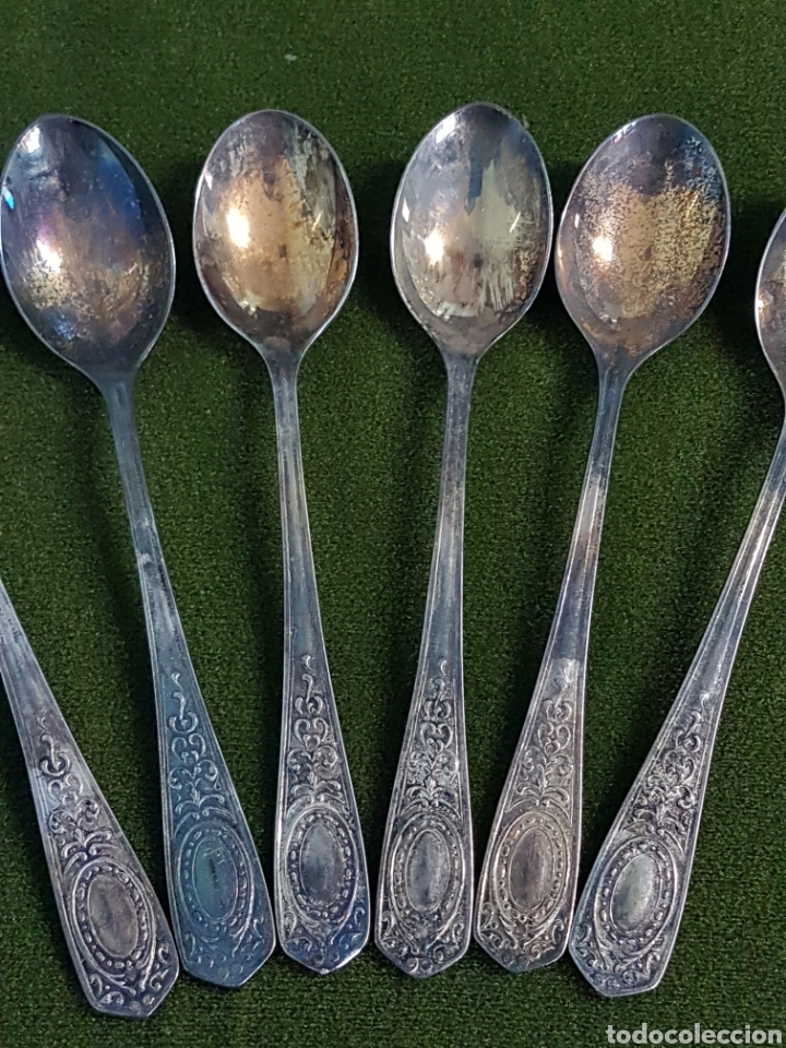 Antig&uuml;edades: 6 CUCHARILLAS PLATA POSTRE CON ESTUCHE - Foto 5
