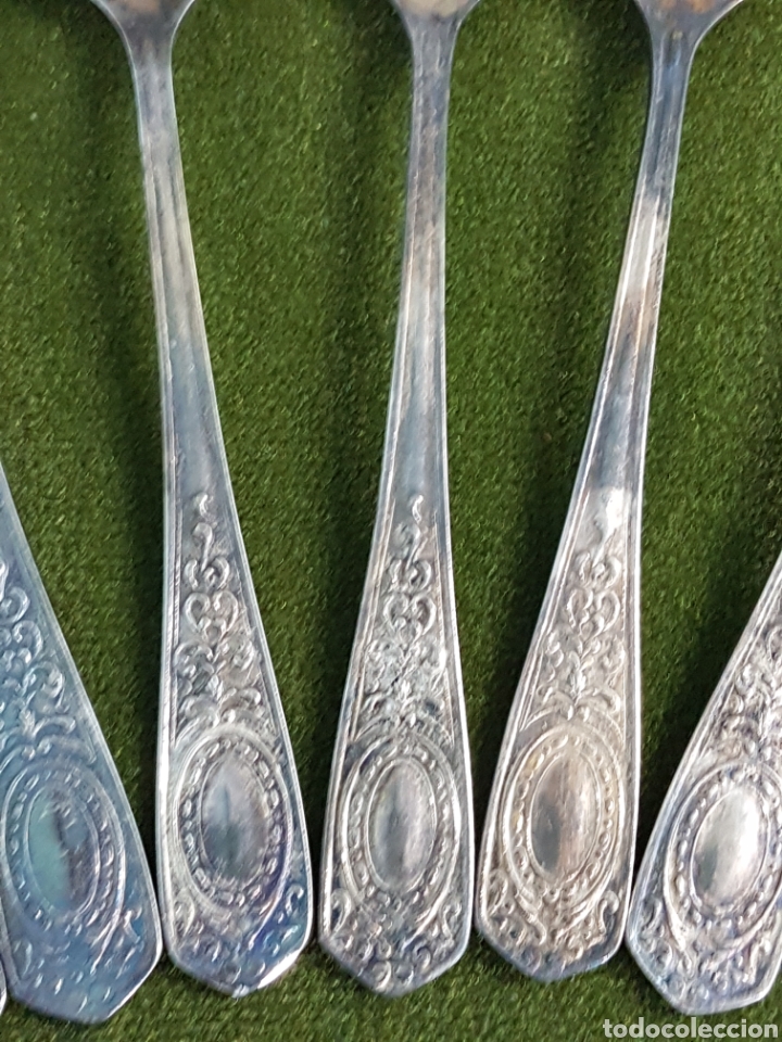 Antig&uuml;edades: 6 CUCHARILLAS PLATA POSTRE CON ESTUCHE - Foto 6