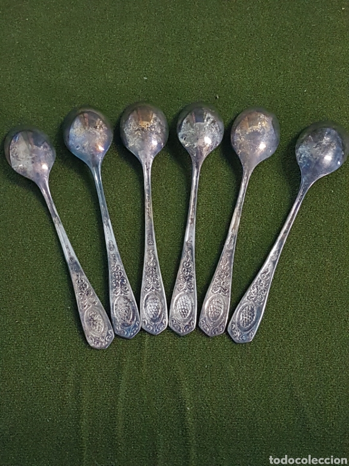 Antig&uuml;edades: 6 CUCHARILLAS PLATA POSTRE CON ESTUCHE - Foto 7