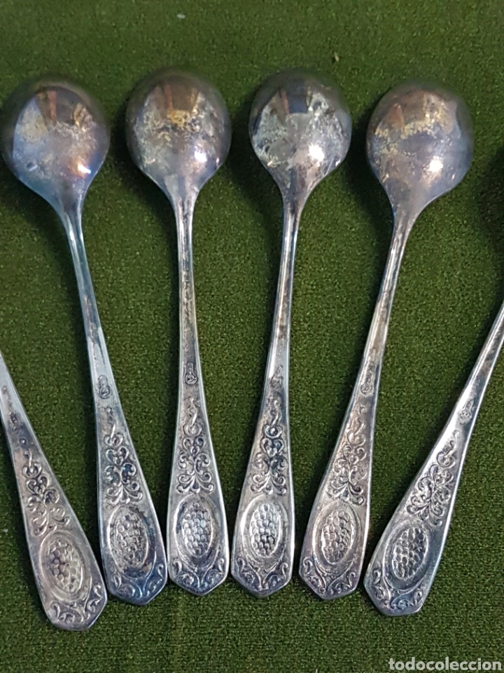 Antig&uuml;edades: 6 CUCHARILLAS PLATA POSTRE CON ESTUCHE - Foto 8