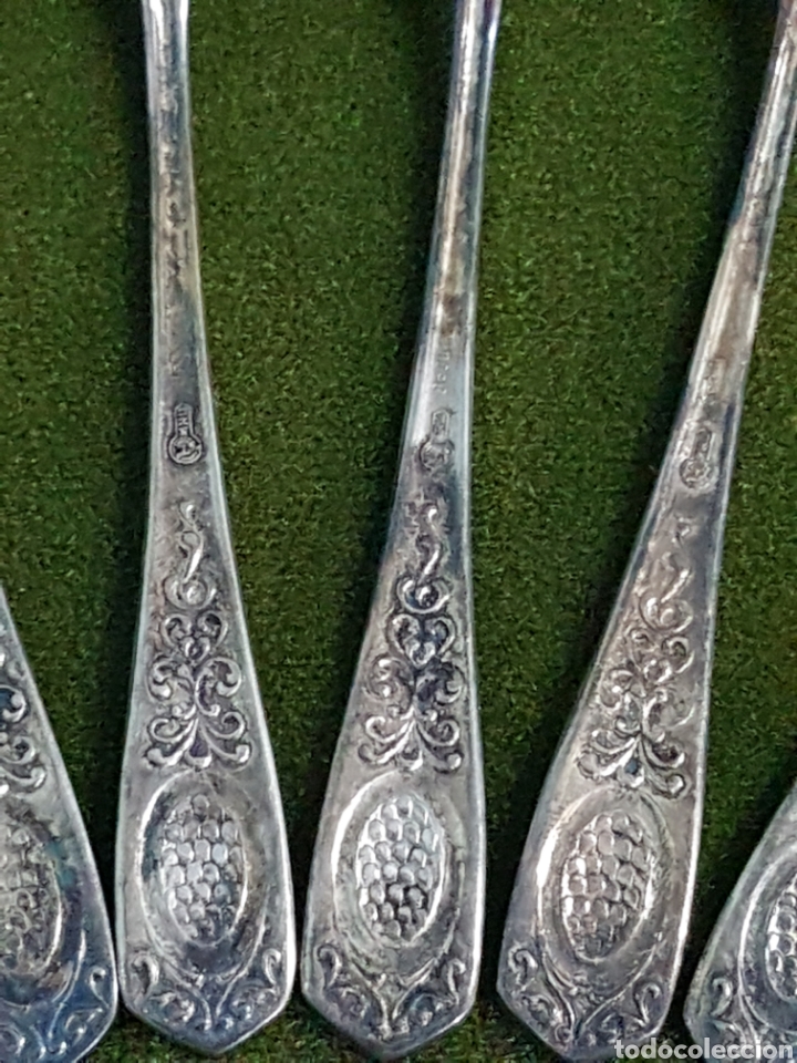 Antig&uuml;edades: 6 CUCHARILLAS PLATA POSTRE CON ESTUCHE - Foto 9