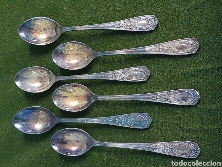 Antig&uuml;edades: 6 CUCHARILLAS PLATA POSTRE CON ESTUCHE - Foto 12