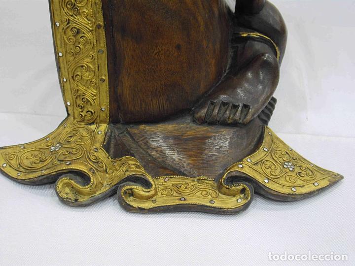 Antig&uuml;edades: FIGURA INDIO MADERA DORADOS - Foto 4