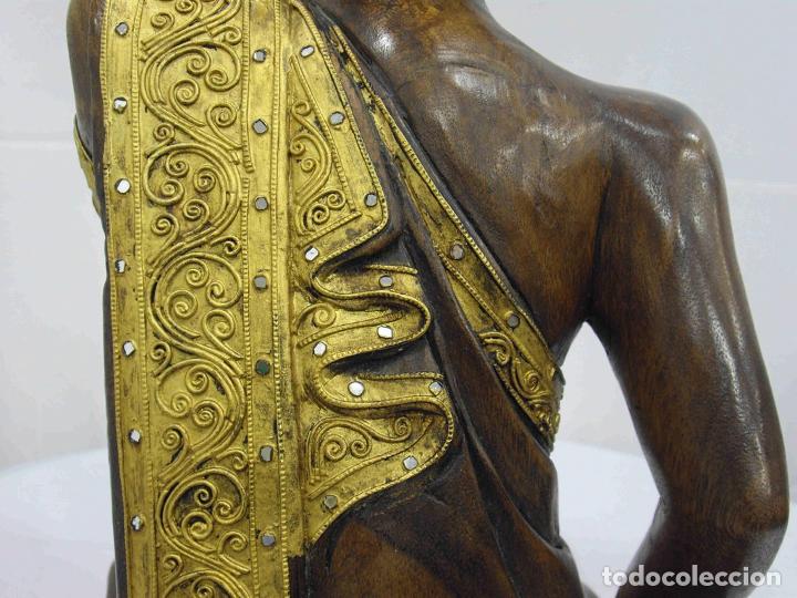 Antig&uuml;edades: FIGURA INDIO MADERA DORADOS - Foto 5