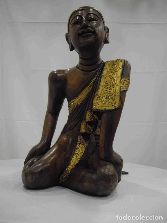Antig&uuml;edades: FIGURA INDIO MADERA DORADOS - Foto 1