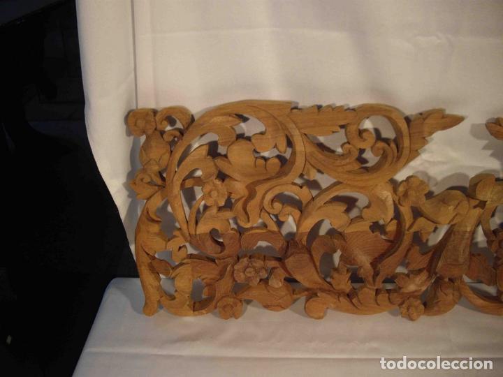 Antig&uuml;edades: PANEL MADERA TALLA FLOR IZQUIERDA - Foto 2