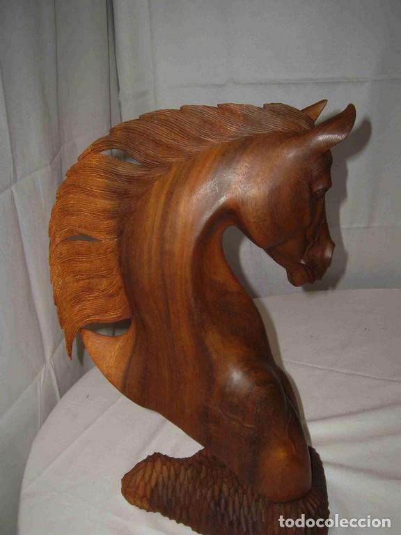 Antig&uuml;edades: BUSTO CABALLO MADERA - Foto 4