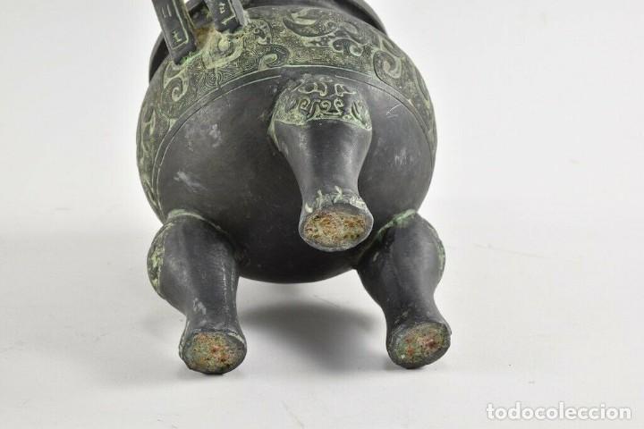 Antigüedades: Antiguo quemador de incienso Koro, incensario China S.XVIII CERAMICA BRONCE 20 cm dinastía, Qing, - Foto 5 - 240952570