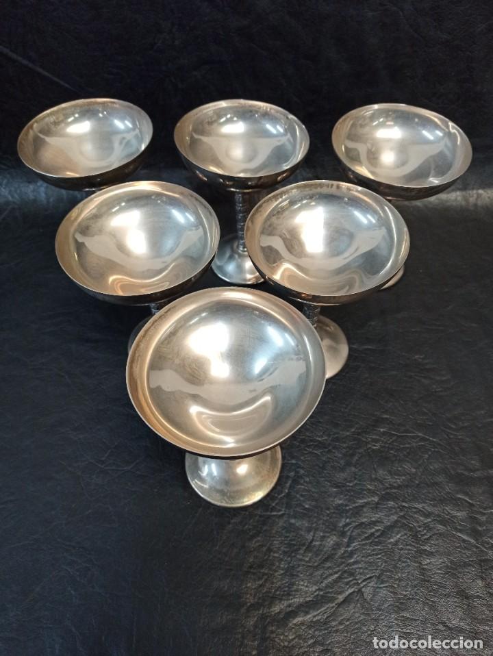 Antig&uuml;edades: 6 copas de metal para postre. C31 - Foto 2