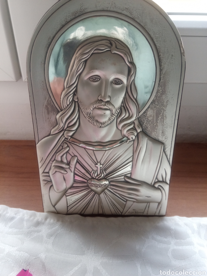 Antig&uuml;edades: Escultura en plata de coraz&oacute;n de Jes&uacute;s - Foto 1