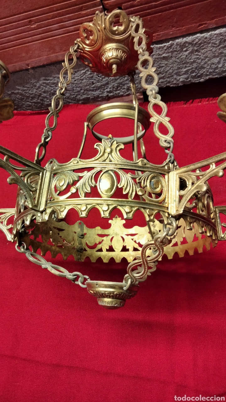 Antig&uuml;edades: LAMPARA BRONCE PARA VELA - Foto 8