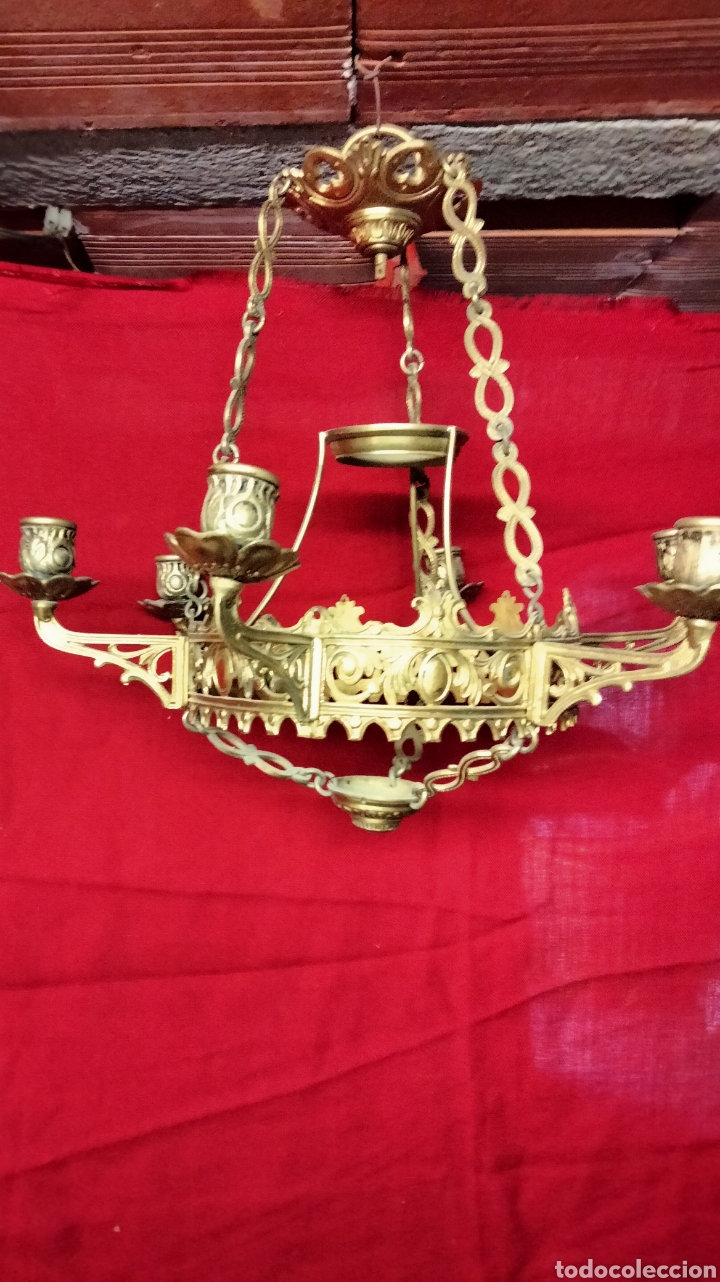 Antig&uuml;edades: LAMPARA BRONCE PARA VELA - Foto 9