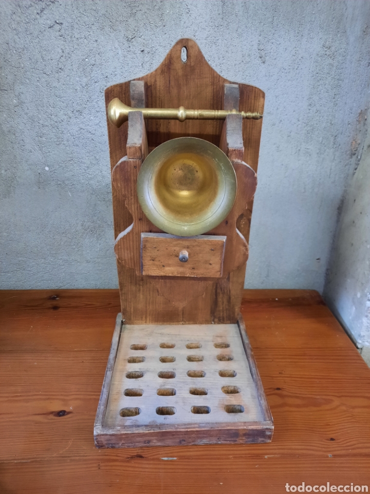 Antig&uuml;edades: Cucharera de madera con alm&iacute;rez - Foto 1