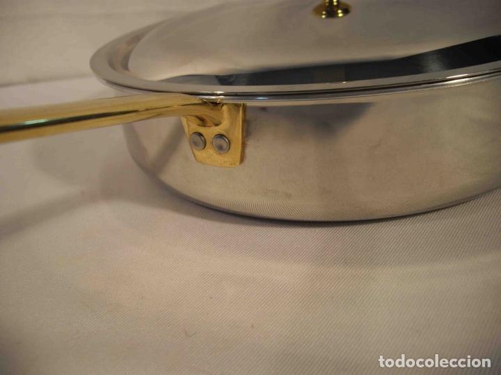 Antig&uuml;edades: SARTEN INOX MANGO DORADO 28 - Foto 3