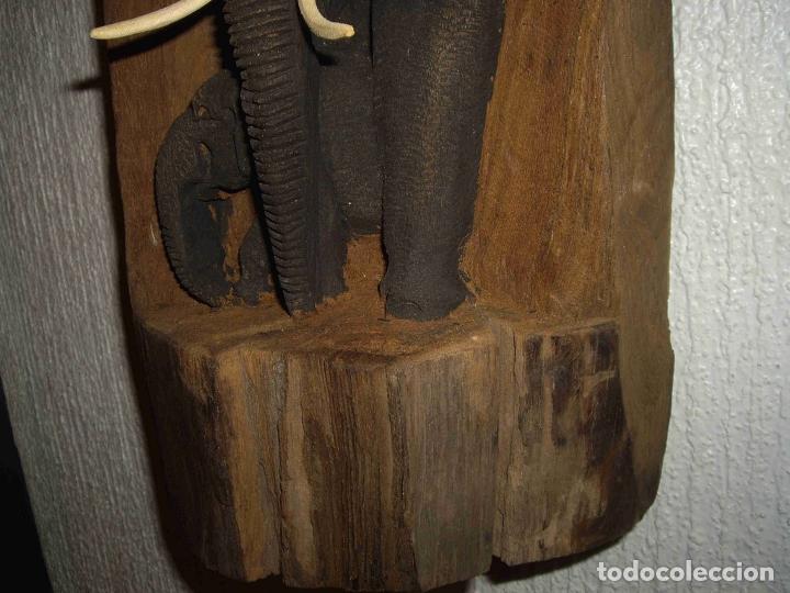 Antig&uuml;edades: PANEL MADERA 2 ELEFANTES PEQUE&Ntilde;O - Foto 6
