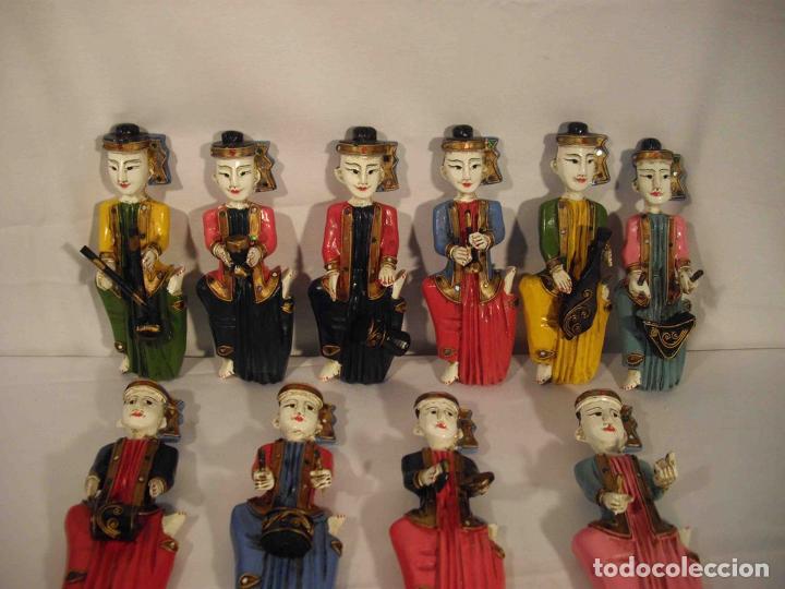 Antig&uuml;edades: CONJUNTO 10 MUSICOS FIGURAS MADERA - Foto 2