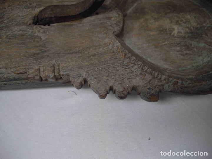 Antig&uuml;edades: PORTAVELAS MADERA HIERRO 18 - Foto 2