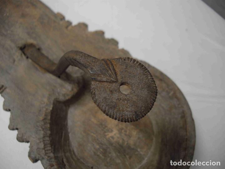 Antig&uuml;edades: PORTAVELAS MADERA HIERRO 18 - Foto 4