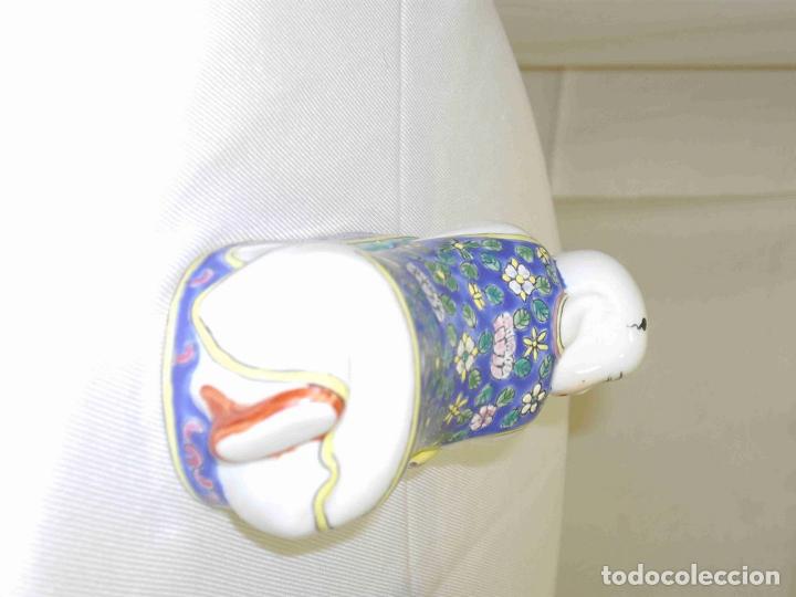 Antig&uuml;edades: MINI ALMOHADA PORCELANA BUDA AZUL - Foto 5