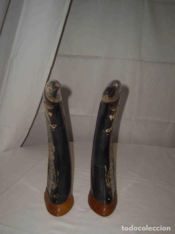 Antig&uuml;edades: PAREJA ASTAS TALLADAS 38CM - Foto 3