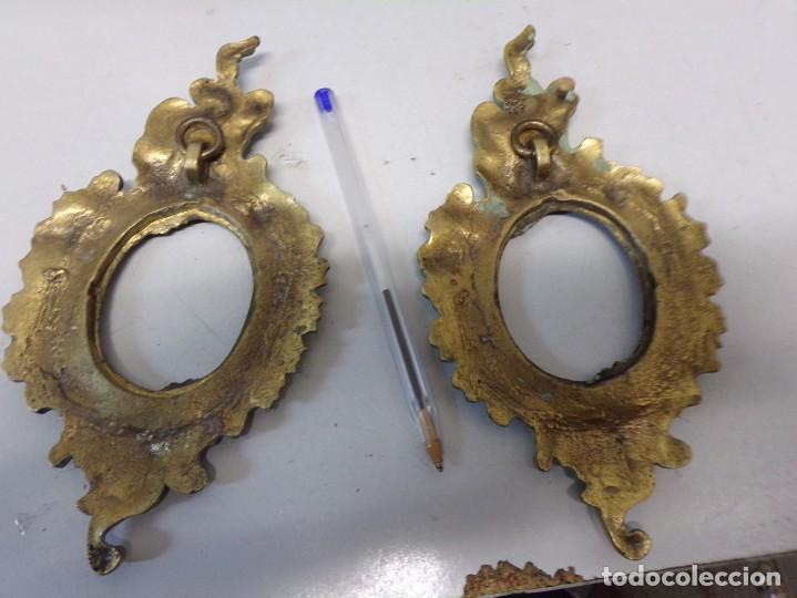 Antigüedades: dificil pareja de espejos cornucopias marco de bronce antiguas - Foto 4 - 242275825