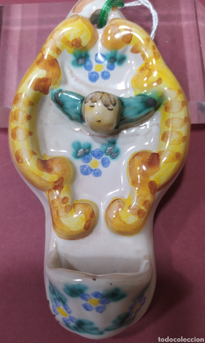 Antig&uuml;edades: Benditera de cer&aacute;mica con cabeza de &aacute;ngel - Foto 1