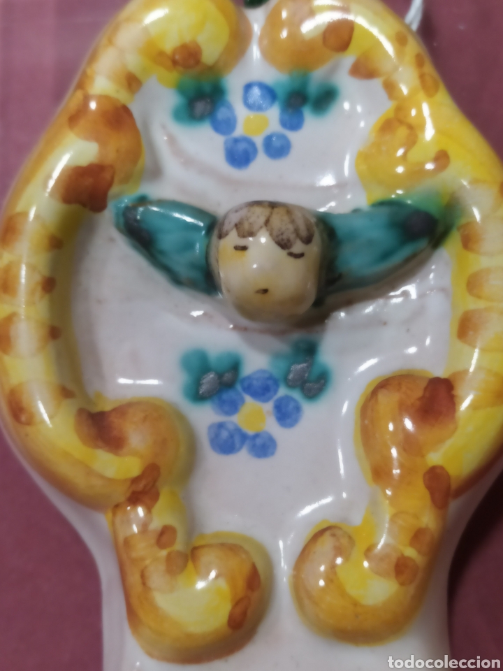 Antig&uuml;edades: Benditera de cer&aacute;mica con cabeza de &aacute;ngel - Foto 2
