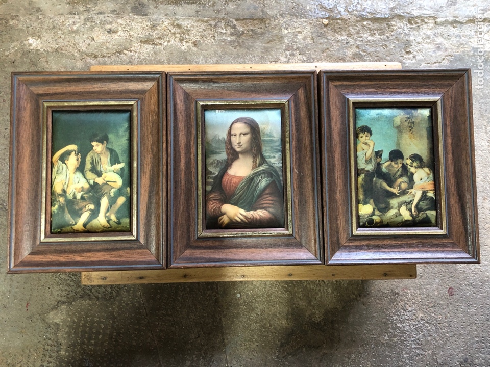 Antig&uuml;edades: TRES CUADROS DE TELA DE SEDA
