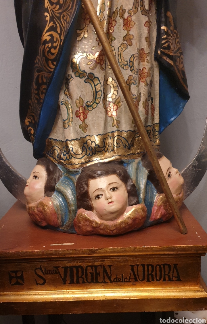Antigüedades: Virgen de la aurora del siglo XVIII ( cara y manos de madera El resto gasas enfocadas con escayola) - Foto 3 - 242917295
