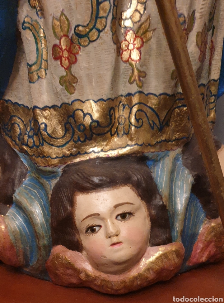 Antigüedades: Virgen de la aurora del siglo XVIII ( cara y manos de madera El resto gasas enfocadas con escayola) - Foto 4 - 242917295