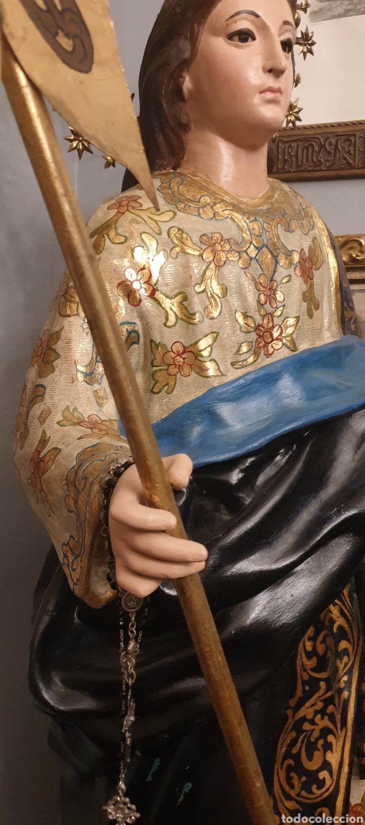 Antigüedades: Virgen de la aurora del siglo XVIII ( cara y manos de madera El resto gasas enfocadas con escayola) - Foto 9 - 242917295