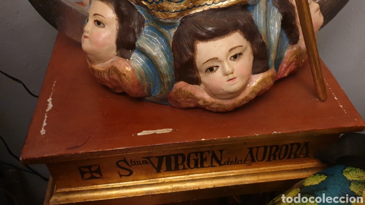 Antigüedades: Virgen de la aurora del siglo XVIII ( cara y manos de madera El resto gasas enfocadas con escayola) - Foto 12 - 242917295