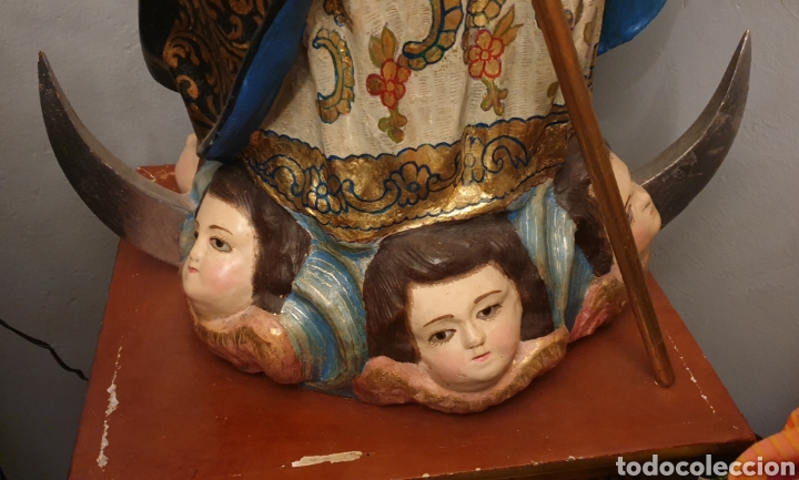 Antigüedades: Virgen de la aurora del siglo XVIII ( cara y manos de madera El resto gasas enfocadas con escayola) - Foto 13 - 242917295