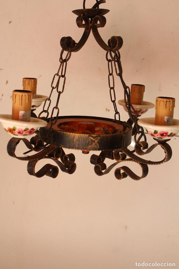 Antig&uuml;edades: lampara de techo rustica de rueda - Foto 1