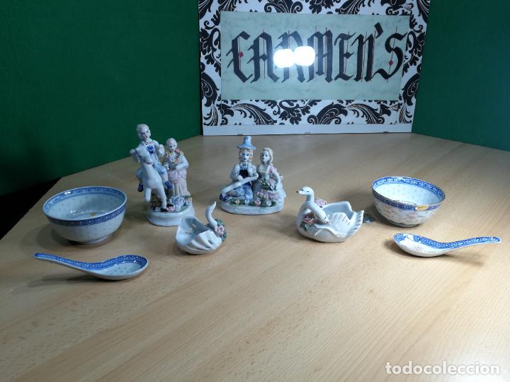 Antigüedades: Lote de piezas de porcelana china, anitugas, muy preiosisimas y bonitas, cuencos, cucharas y figuras - Foto 1 - 243014140