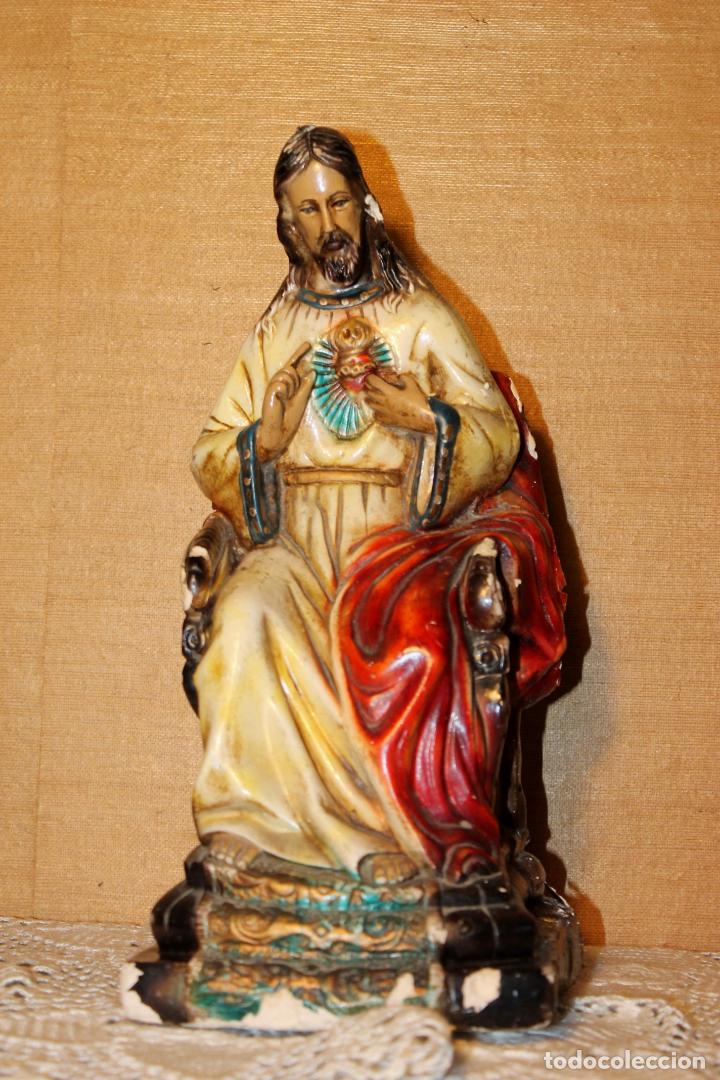 Antig&uuml;edades: SAGRADO CORAZON ,FIGURA, ESCAYOLA, MIDE 36 cms de alto
