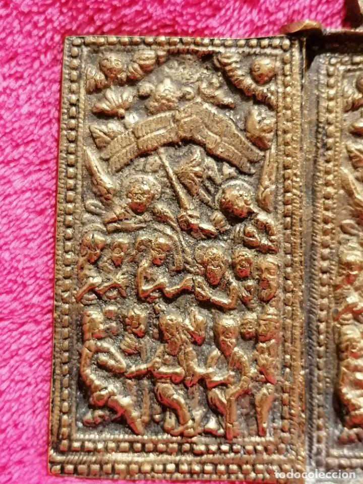 Antig&uuml;edades: ANTIGUO ICONO TR&Iacute;PTICO DE BRONCE. RUSO ORTODOXO - Foto 3