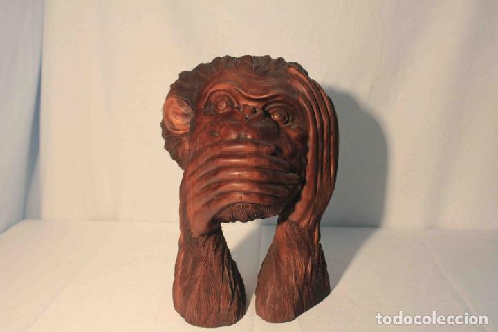 figura talla madera busto mono mudo - Comprar Figuras Antigas no  todocoleccion