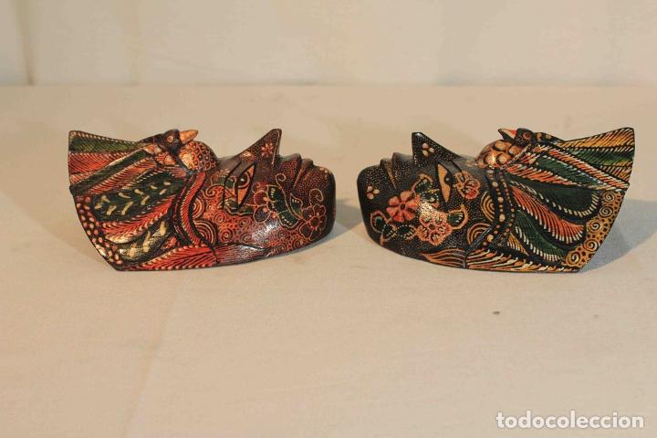 Antig&uuml;edades: SET DOS MASCARAS MADERA POLICORM 19cm - Foto 3