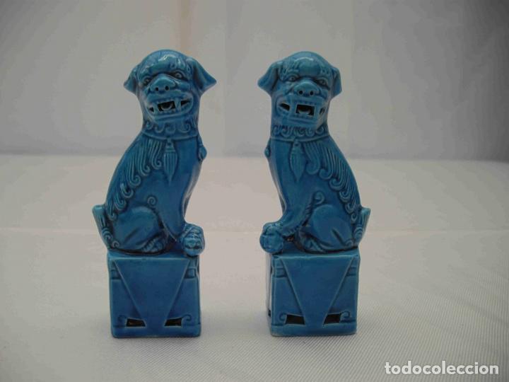 Antig&uuml;edades: PAREJA DRAGONES AZUL TURQUESA - Foto 1