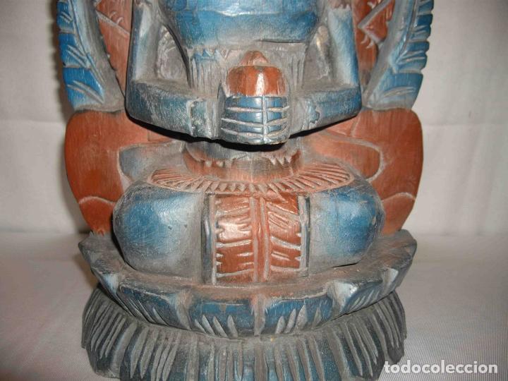 Antig&uuml;edades: FIGURA TALLA MADERA PRINCESA MEDITANDO - Foto 3
