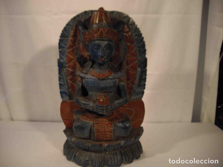Antig&uuml;edades: FIGURA TALLA MADERA PRINCESA MEDITANDO - Foto 1