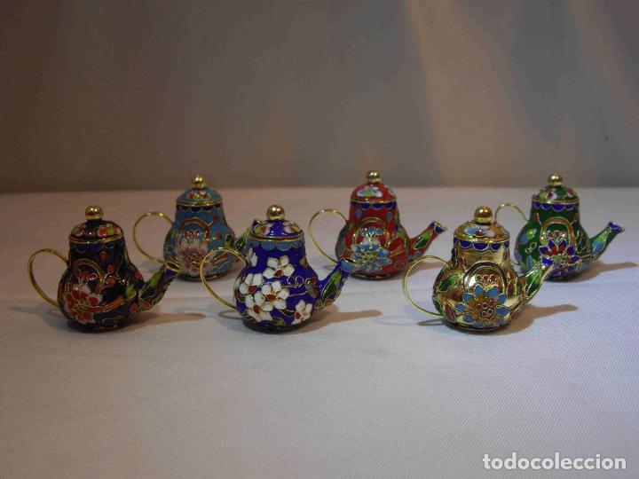 Antig&uuml;edades: SET SEIS TETERAS CLOISONNE - Foto 2