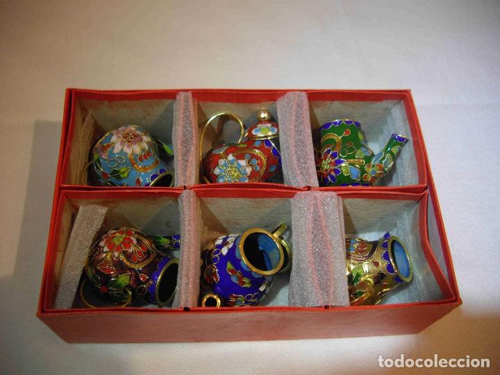 Antig&uuml;edades: SET SEIS TETERAS CLOISONNE - Foto 1