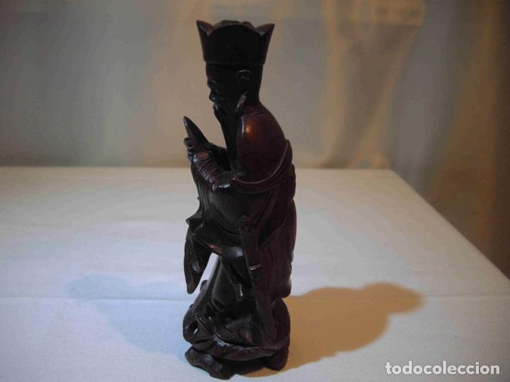 Antig&uuml;edades: FIGURA TALLA MADERA MANDARIN - Foto 3
