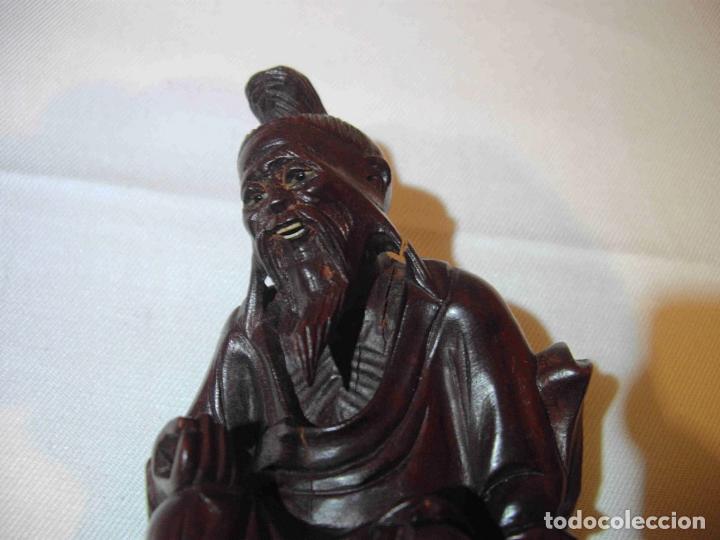 Antig&uuml;edades: FIGURA TALLA MADERA ANCIANO - Foto 6