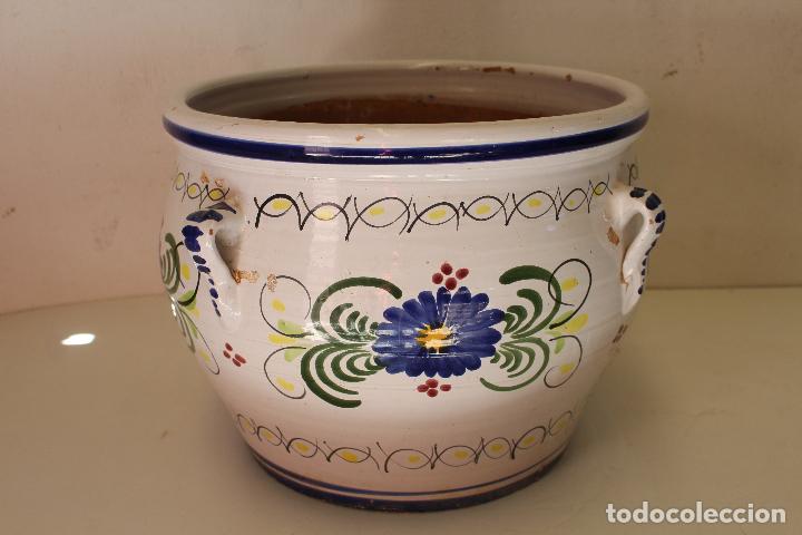 Antig&uuml;edades: macetero maceta esmaltada ceramica - Foto 1