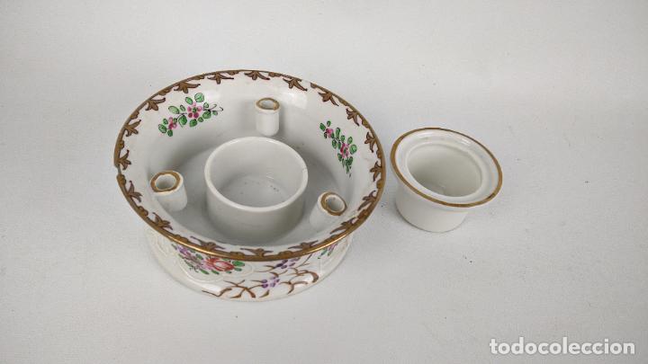 Antig&uuml;edades: Antiguo tintero de porcelana - Foto 2