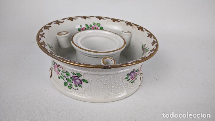 Antig&uuml;edades: Antiguo tintero de porcelana - Foto 3