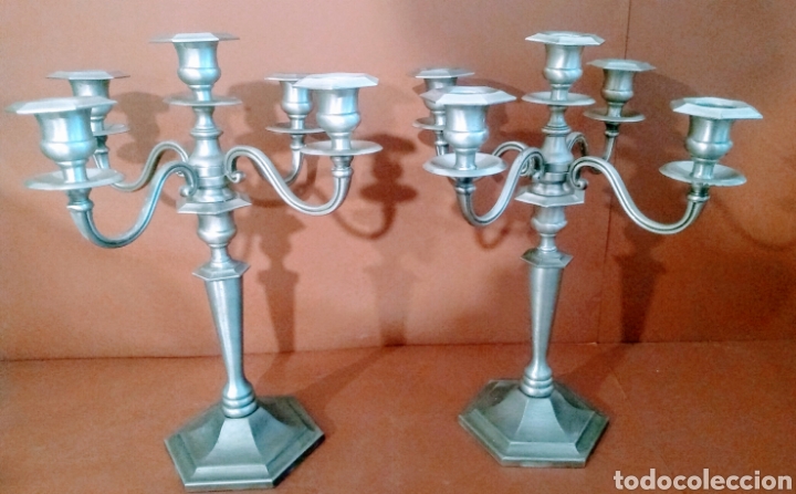 Antig&uuml;edades: Pareja Candelabros 5 brazos - Foto 1